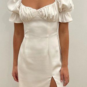 white/cream satin mini dress